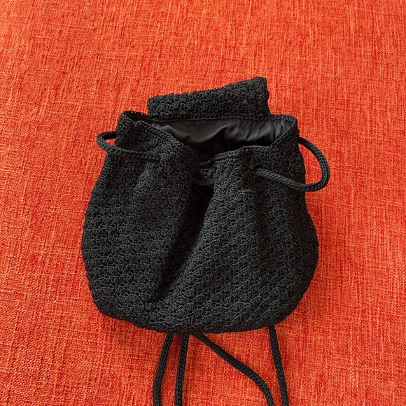 VTG 90s The Sak Black Crochet Backpack Bag Mini Small main image 5